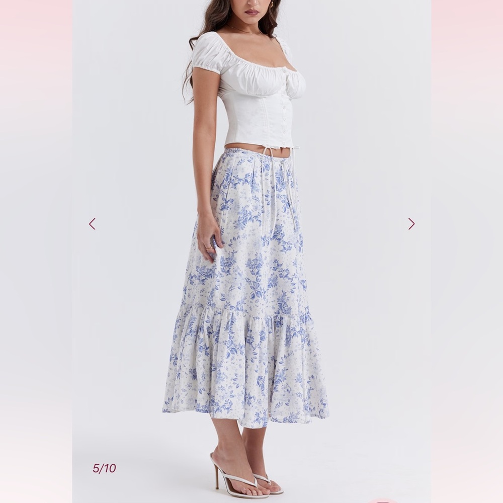 Aitana Floral Flounce Drawstring Skirt HOUSE OF CB - NEW